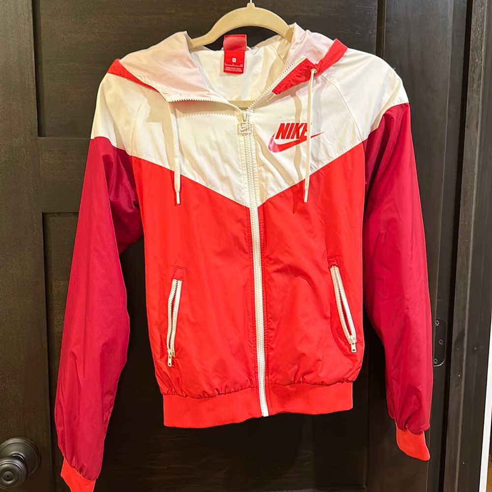 NIKE Red and White Windbreaker